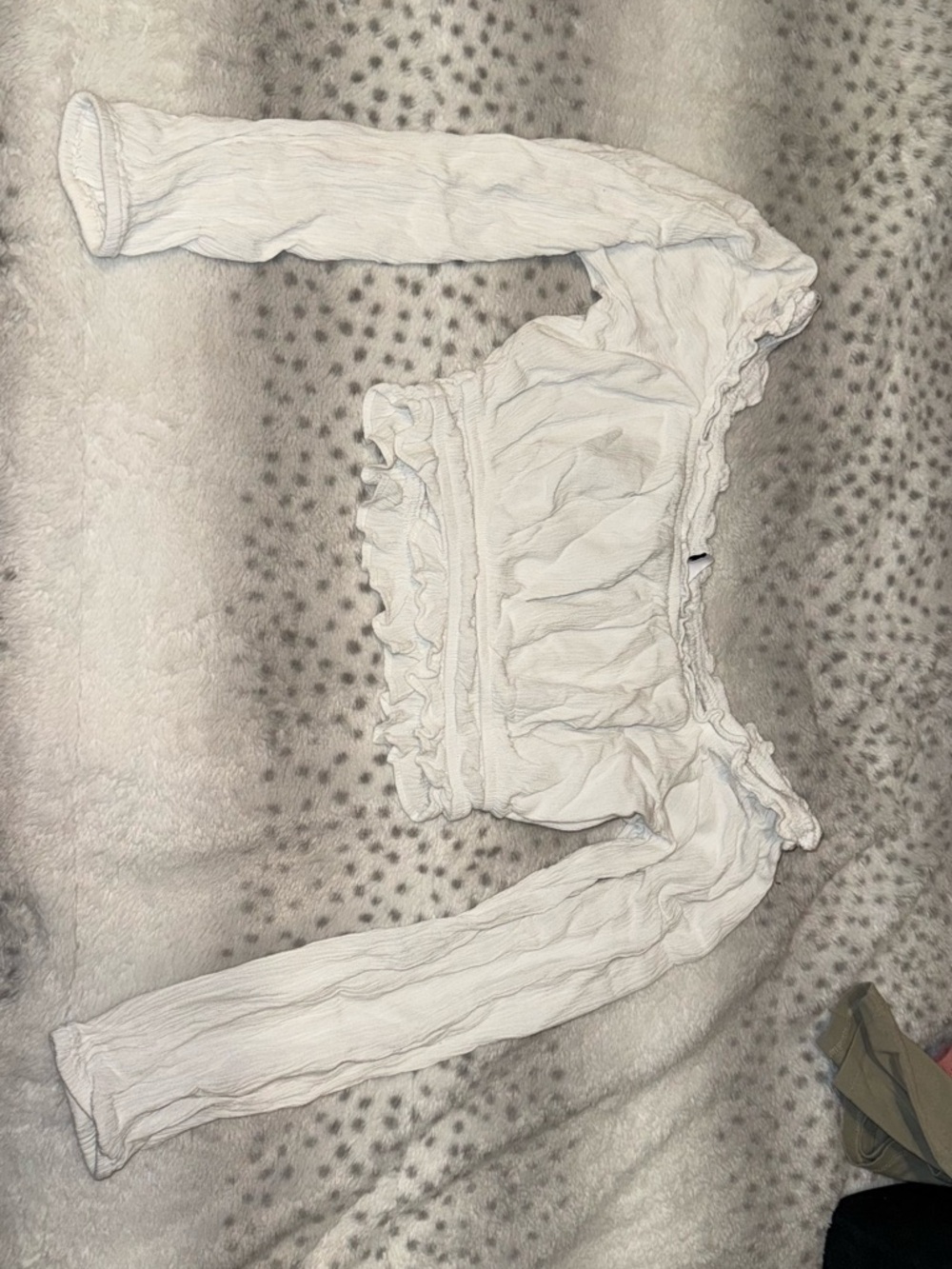 Stradivarius Cream Textured Off-Shoulder Top